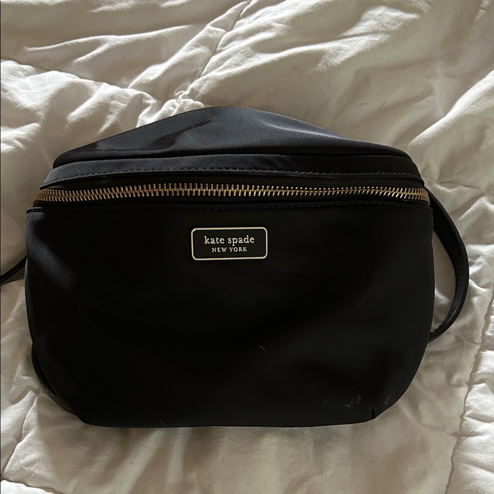 Kate Spade Black Belt Bag with Gold Accents